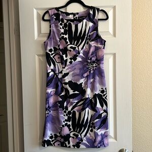 Floral Sleeveless Dress - Purple and Black
